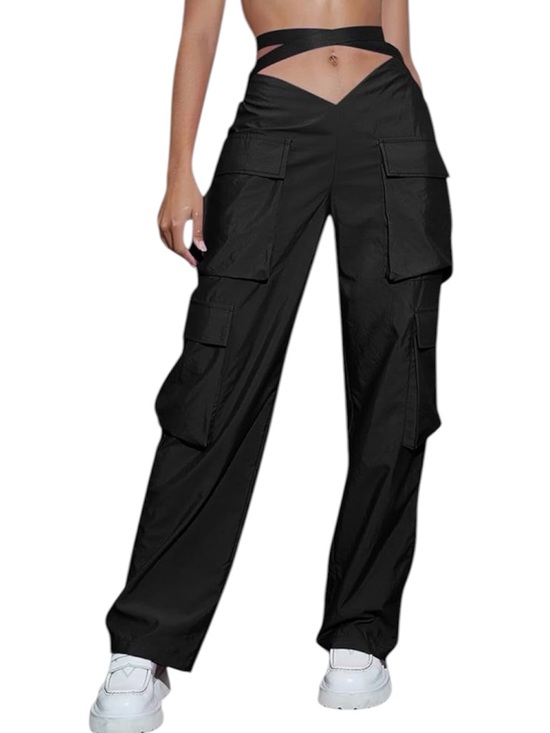 Pants - V-Shaped Waist Cargo Pant Mid Waist Baggy Wide Leg Cargo Joggers🖤